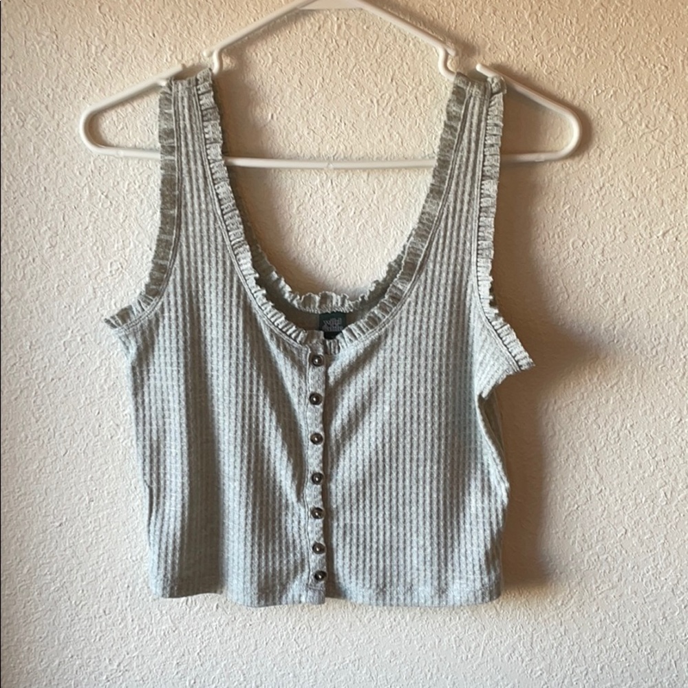 grey ruffle tank top